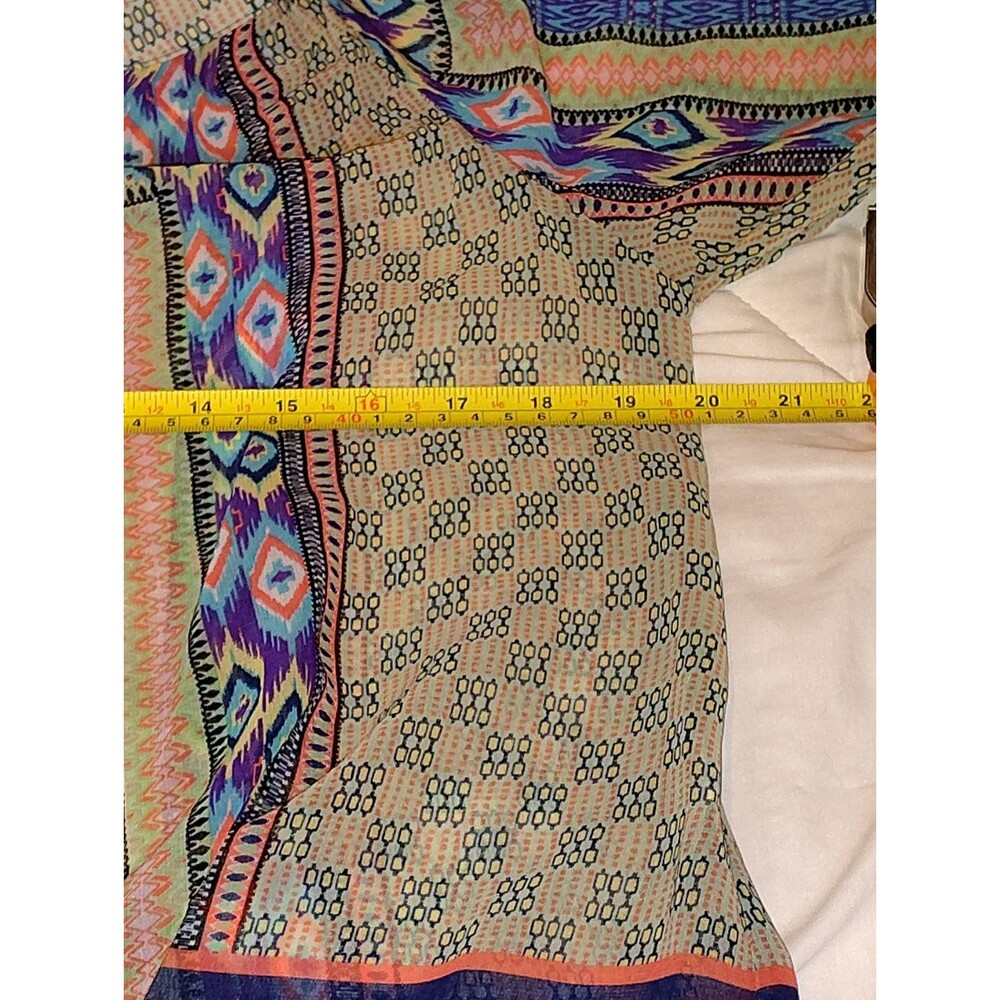 Figuier Flower Dillard's Petite Large Boho Geometric Tie Front Blouse NWT PL - Picture 8 of 9
